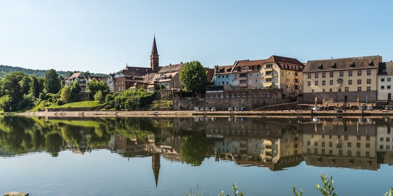 Blick auf Neckargemünd, Neckartal, Baden-Württemberg, Deutschland